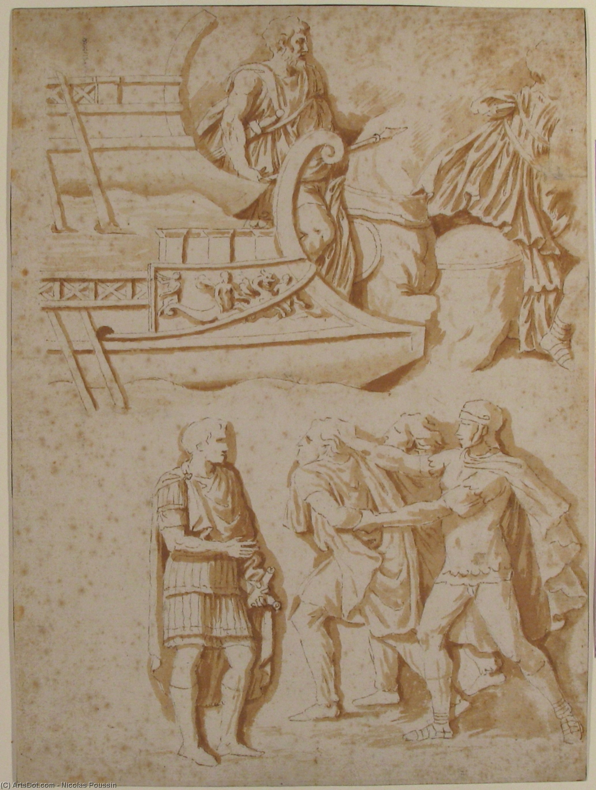 Studies Of Details From Trajan's Column — Nicolas Poussin