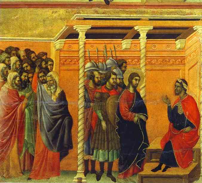Maestó (back, Central Panel), Jesus Before Pontius Pilate — Duccio Di Buoninsegna