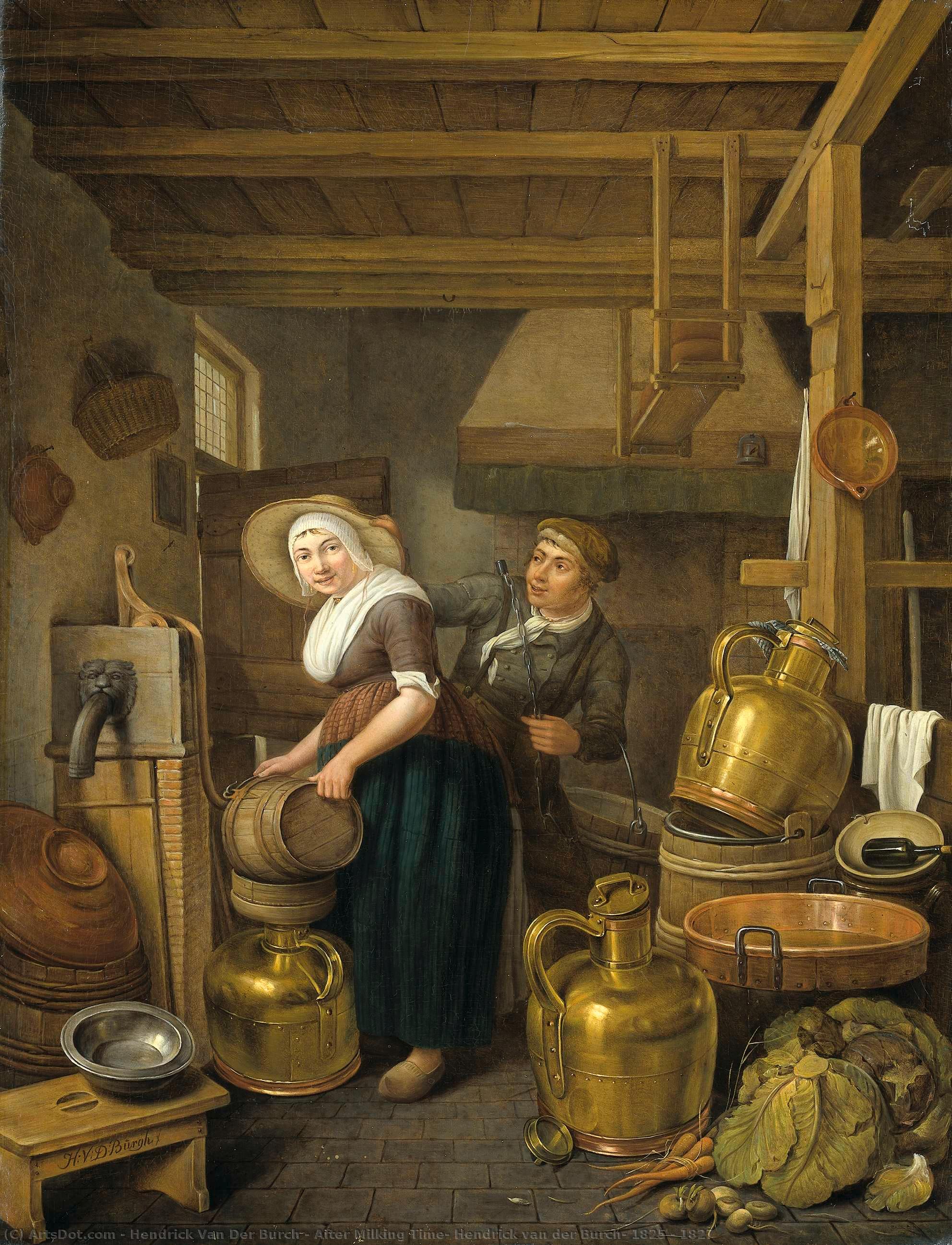 After Milking Time, Hendrick Van Der Burch, 1825 - 1827 — Hendrick Van Der Burch