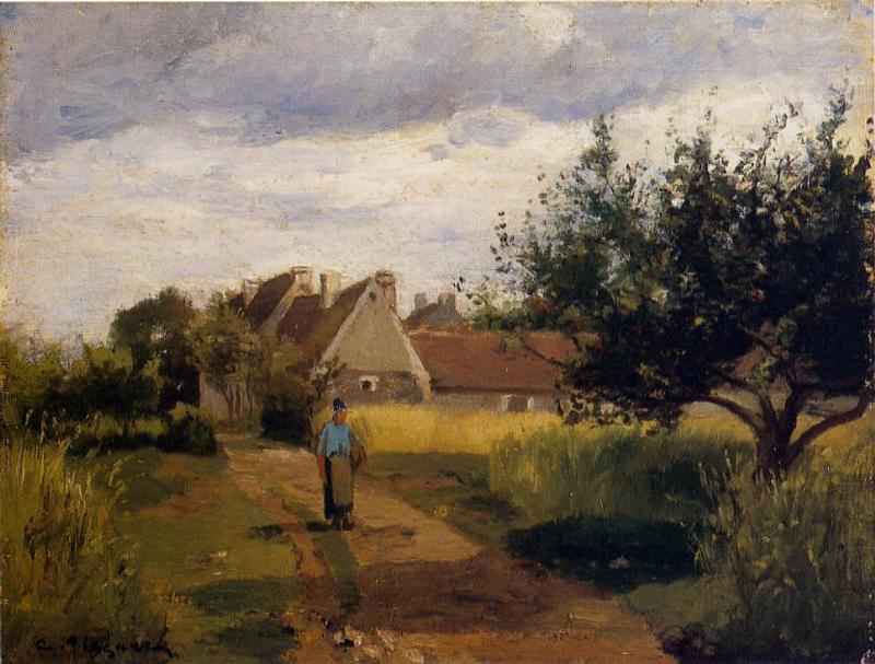 Entering A Village — Camille Pissarro