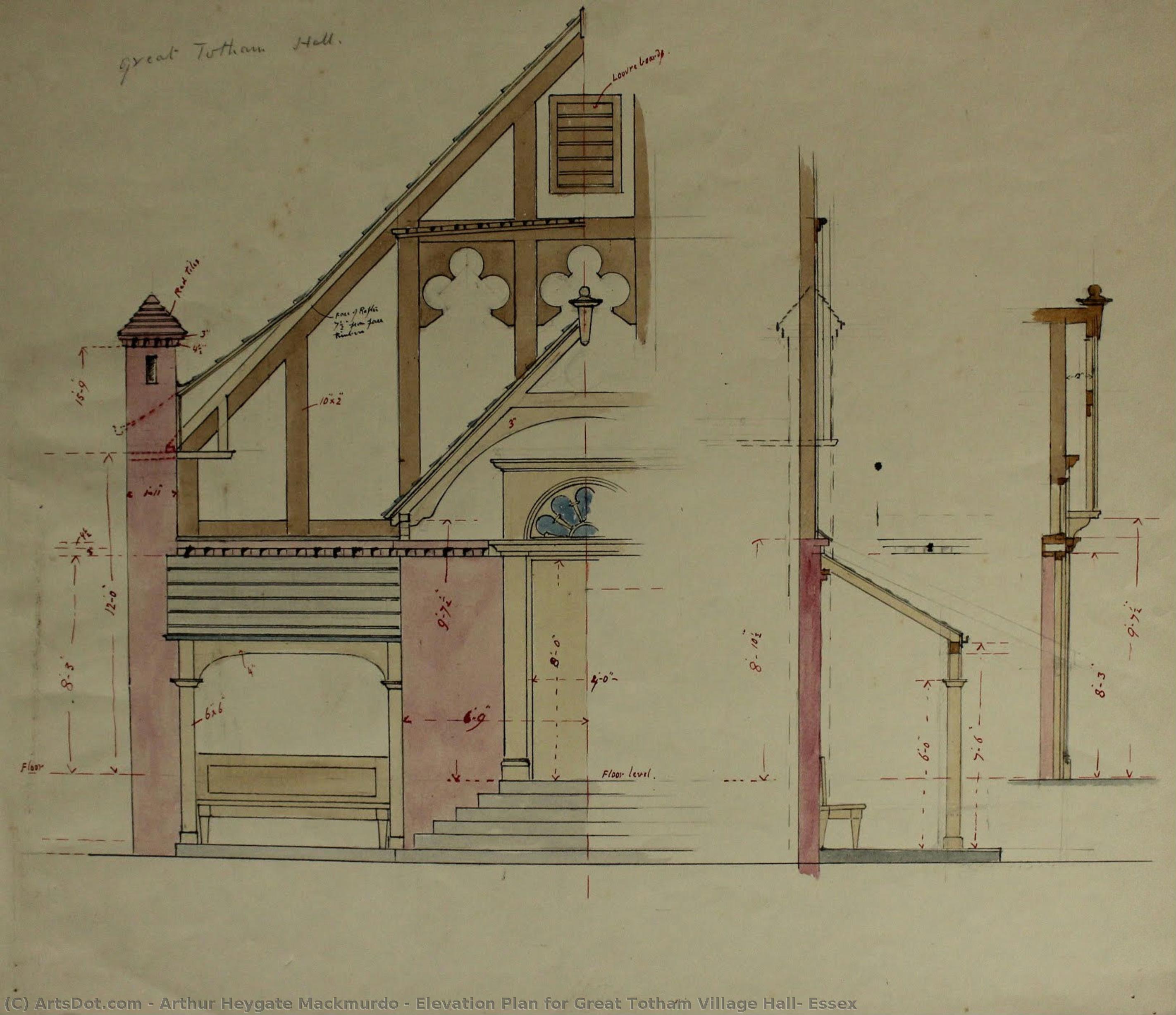 Elevation Plan For Great Totham Village Hall, Essex — Arthur Heygate Mackmurdo