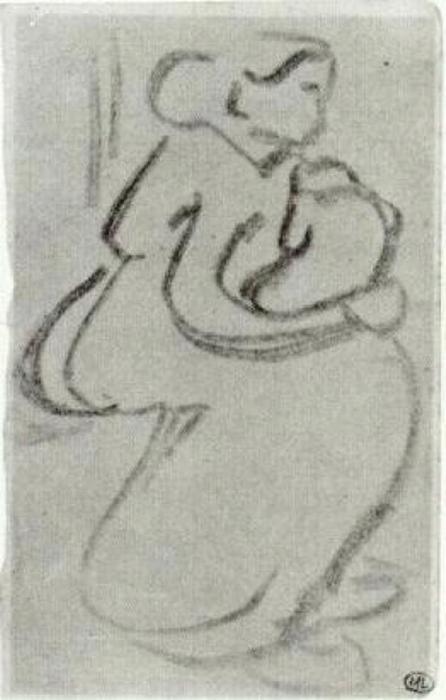 Sketch Of A Woman With A Baby In Her Lap — Vincent Willem Van Gogh