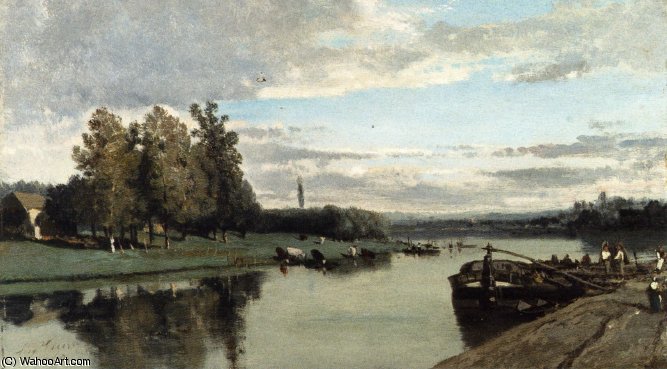 L-ile D-allegre At Bougival — Eugène Cicéri