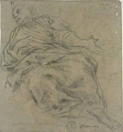 Draped Female Seated, Front View, Head Turned To The Left — Pietro Da Cortona
