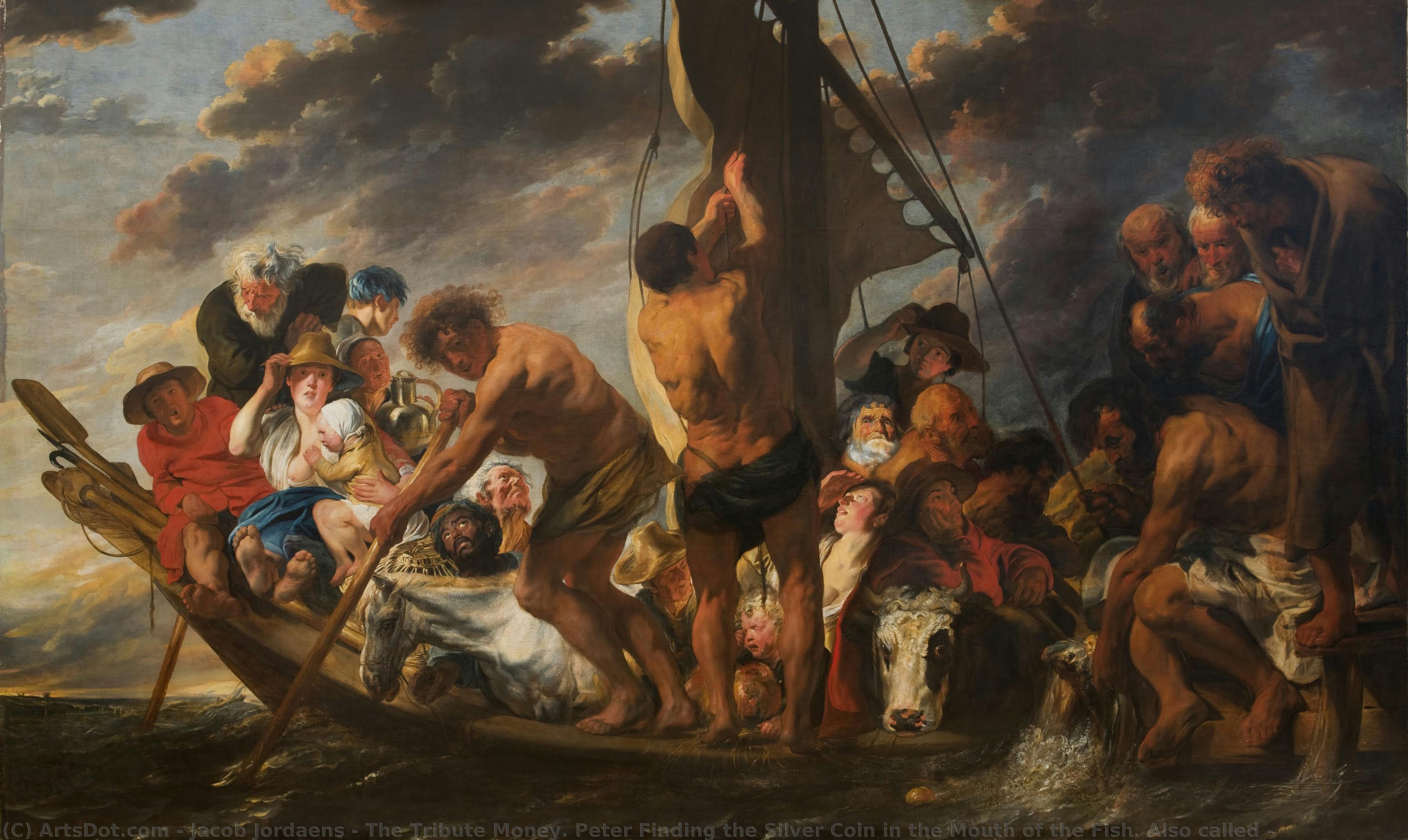 The Tribute Money. Peter Finding The Silver Coin In The Mouth Of The Fish. Also Called — Jacob Jordaens