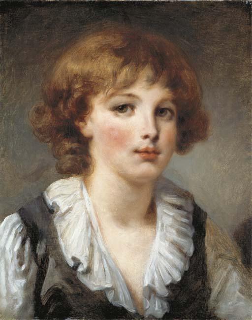 A Young Boy, Bust-length, In A White Chemise And Black Waistcoat — Jean-baptiste Greuze