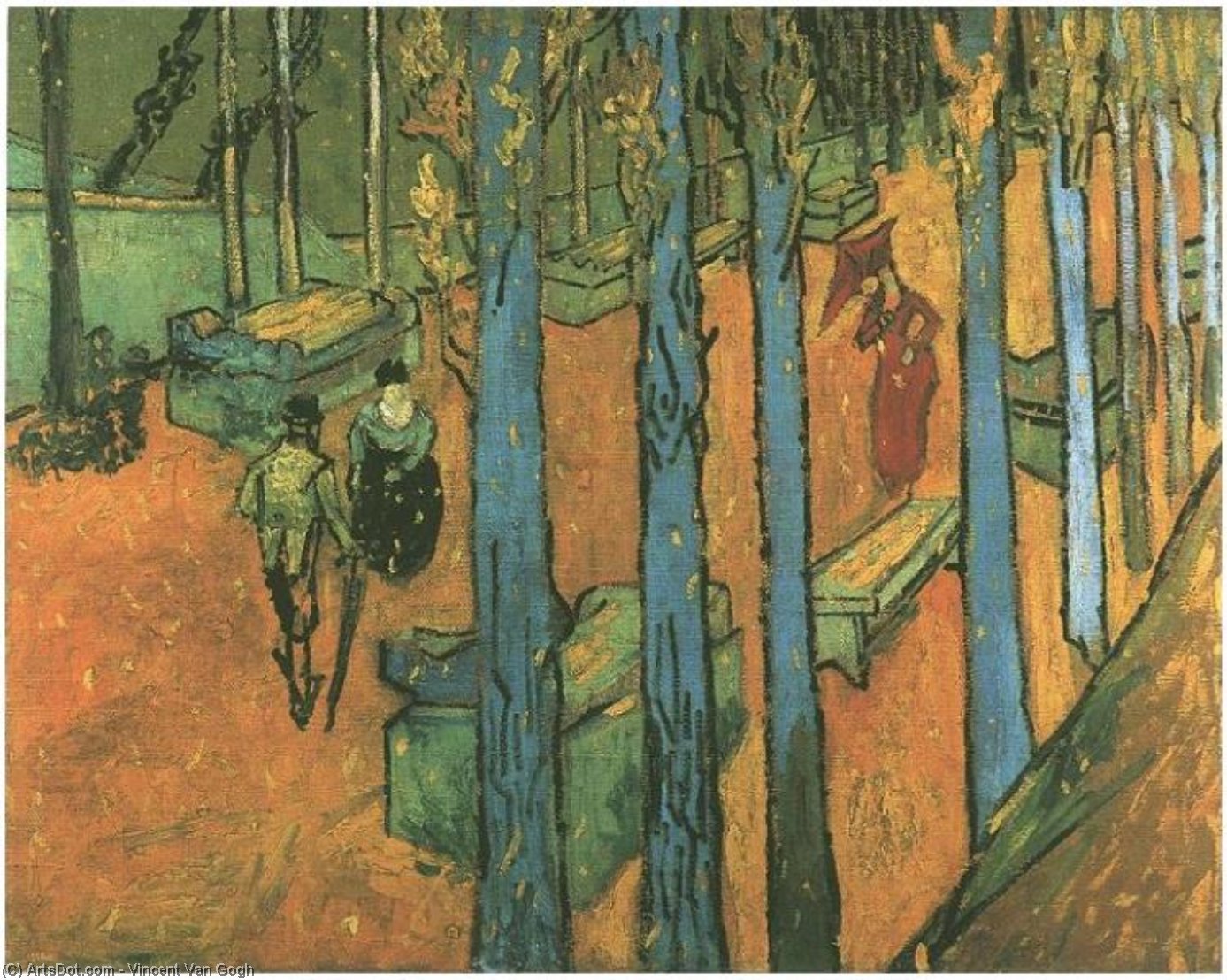 Les Alyscamps Falling Autumn Leaves — Vincent Willem Van Gogh