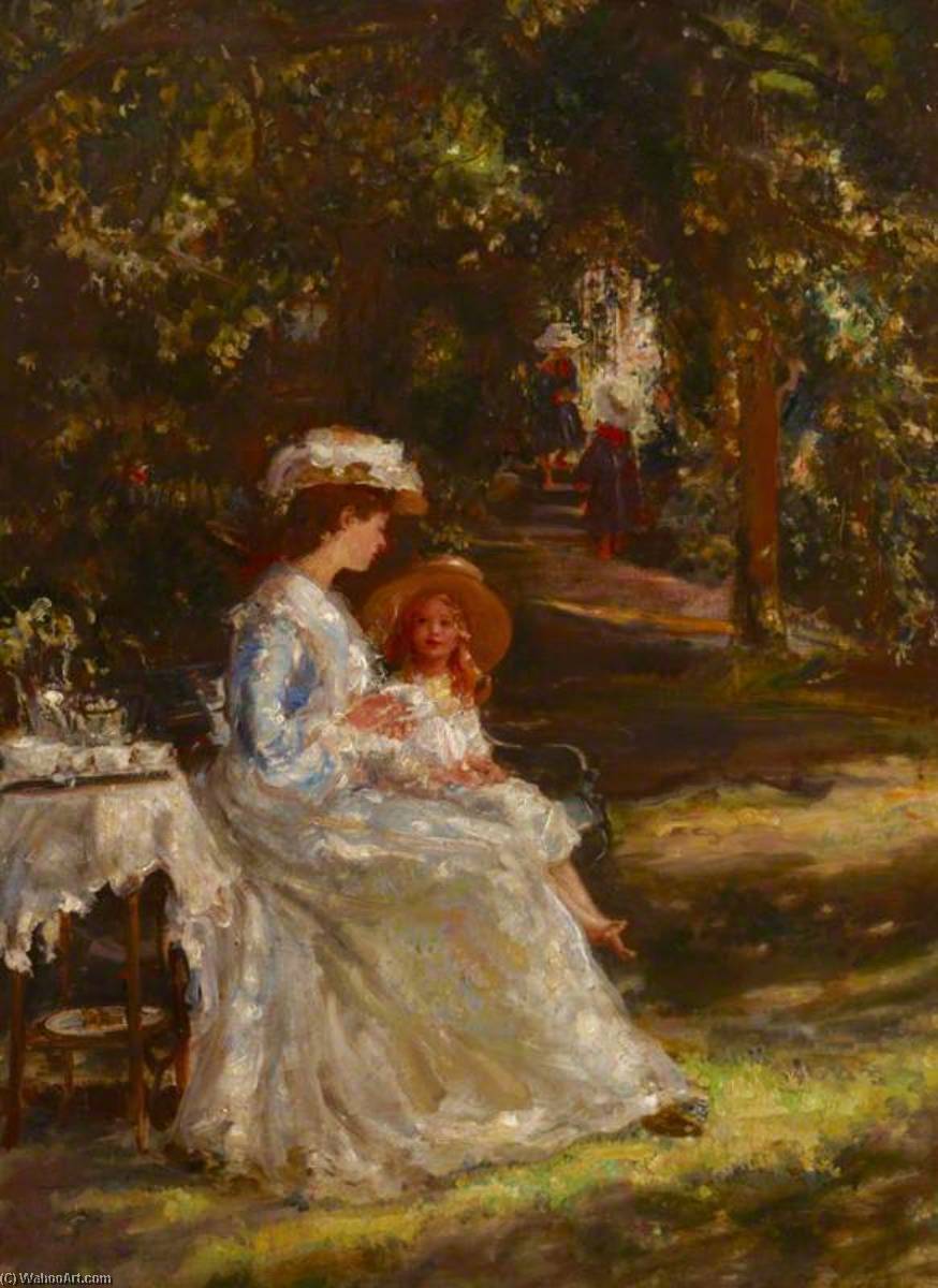 Tea In The Garden (the Tea Table) (mrs M. M. Foot With Her Children In The Garden Of Church House, Pulborough, West Sussex) — Ethel Walker