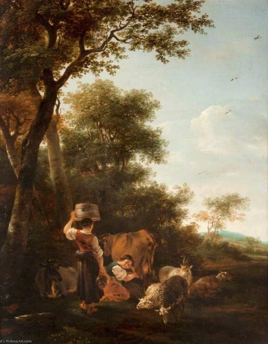 Milkmaids And Cattle By A Spinney — Nicolaes Pietersz Berchem