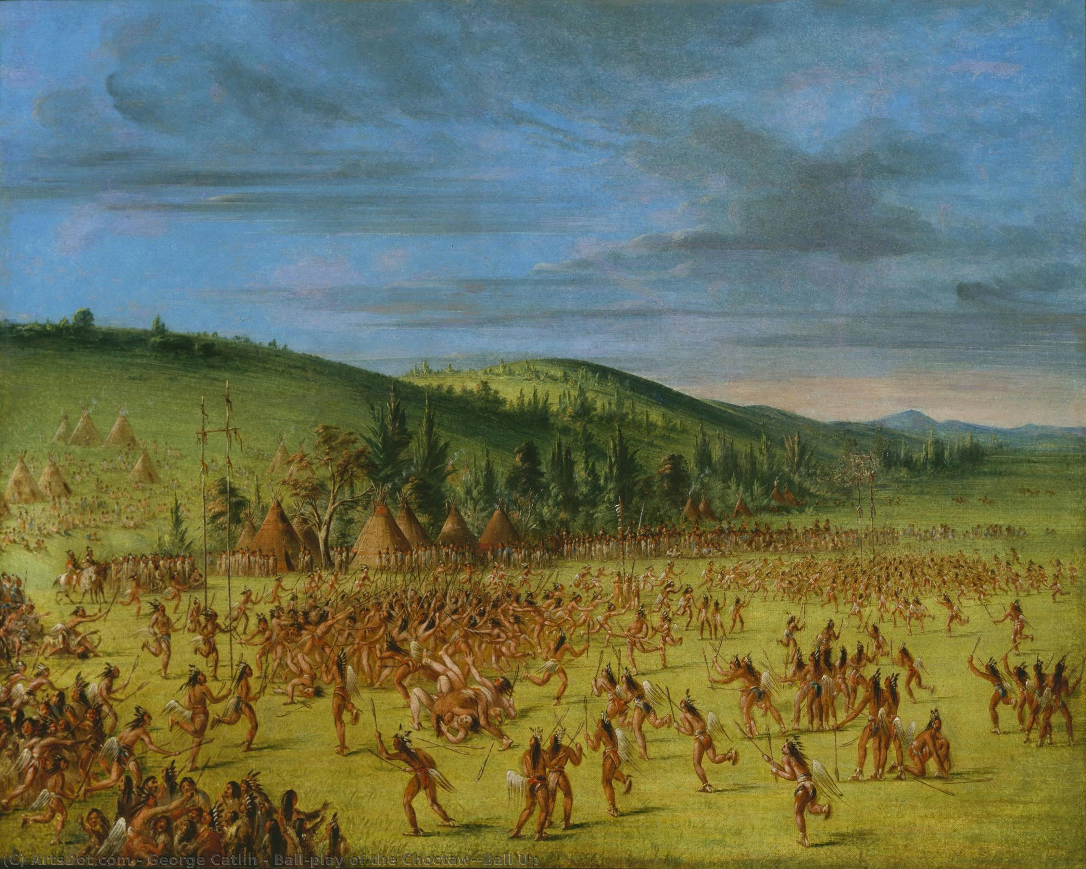 Juego De Pelota De Los Choctaw—pelota Arriba — George Catlin