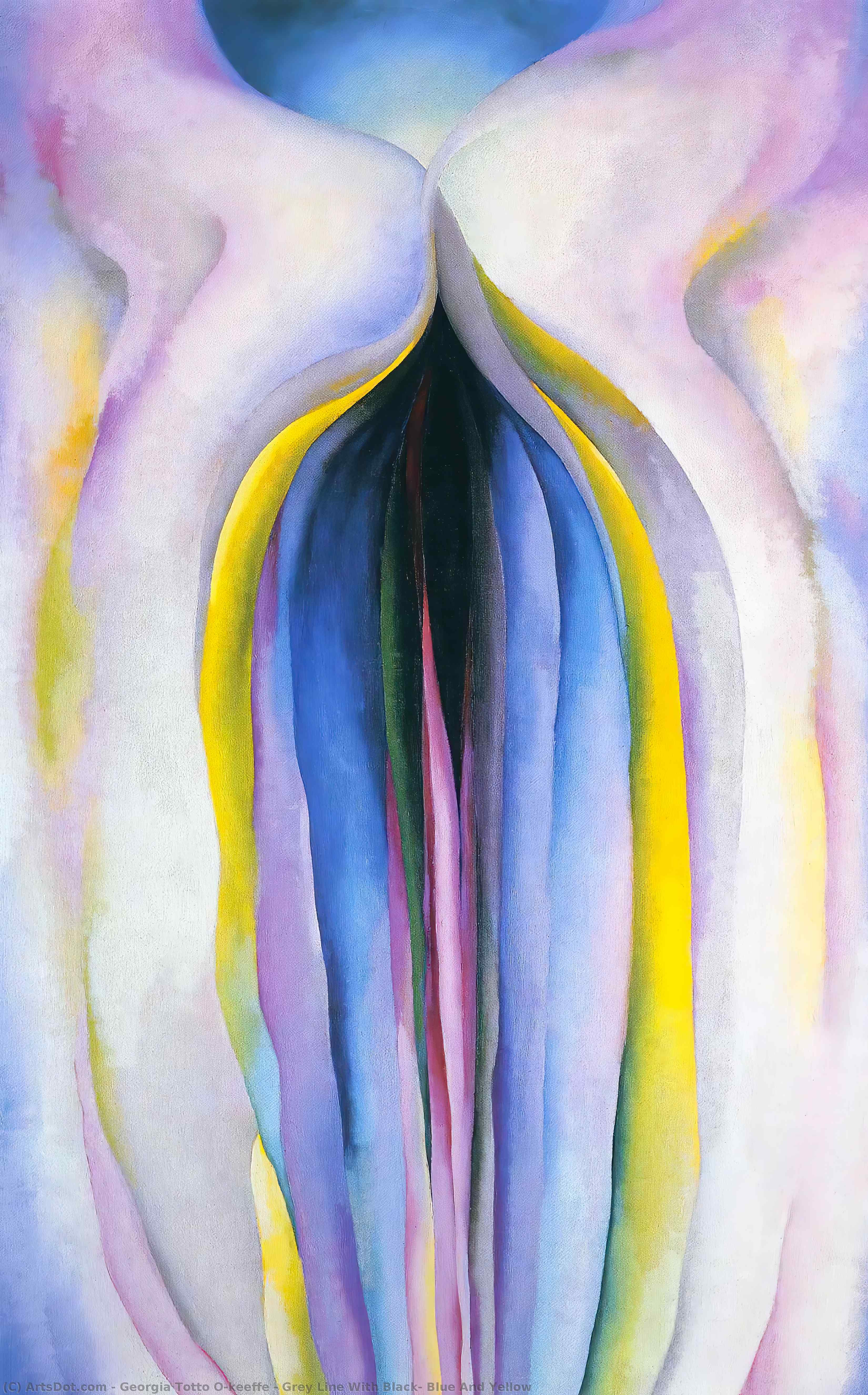 Grey Line With Black, Blue And Yellow — Georgia O'keeffe