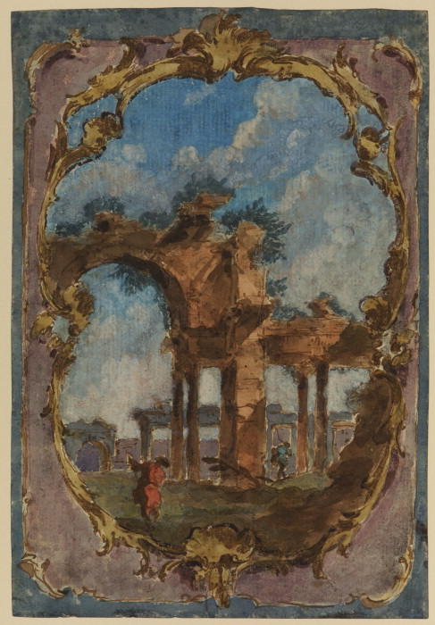 Decorative Panel With Landscape And Classical Ruins — Francesco Lazzaro Guardi