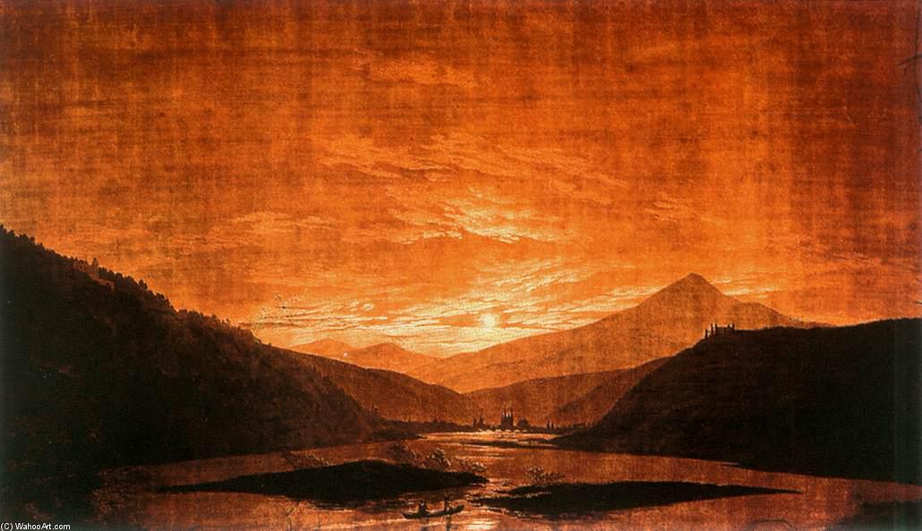 Mountainous River Landscape (night Version) — Caspar David Friedrich