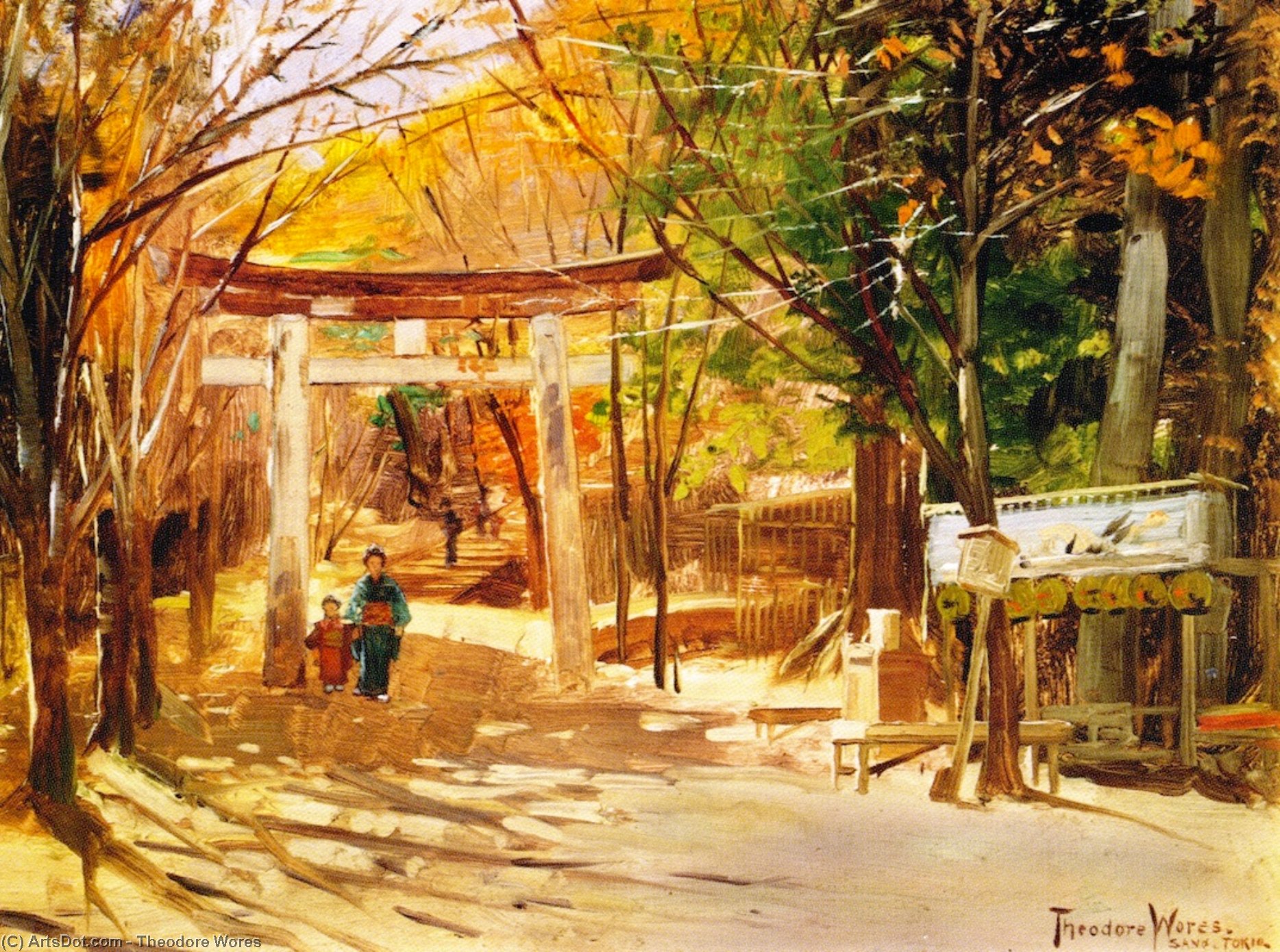 Entrance Through The Torii Gate To Sanno Temple — Theodore Wores