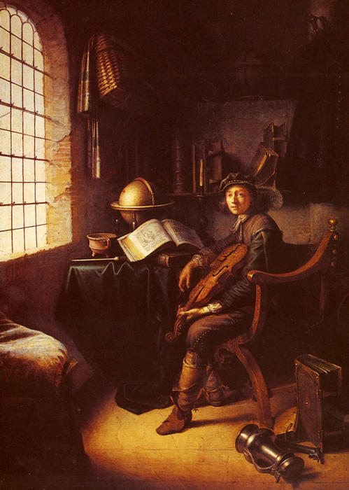An Interior With A Young Violinist — Gerrit Dou