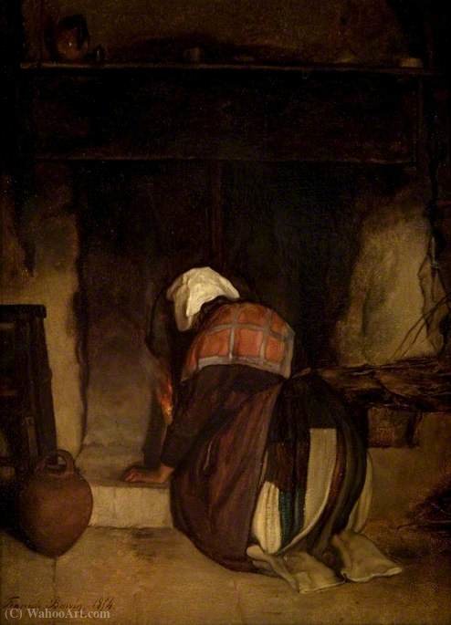 Interior With An Old Woman Kneeling — François Bonvin