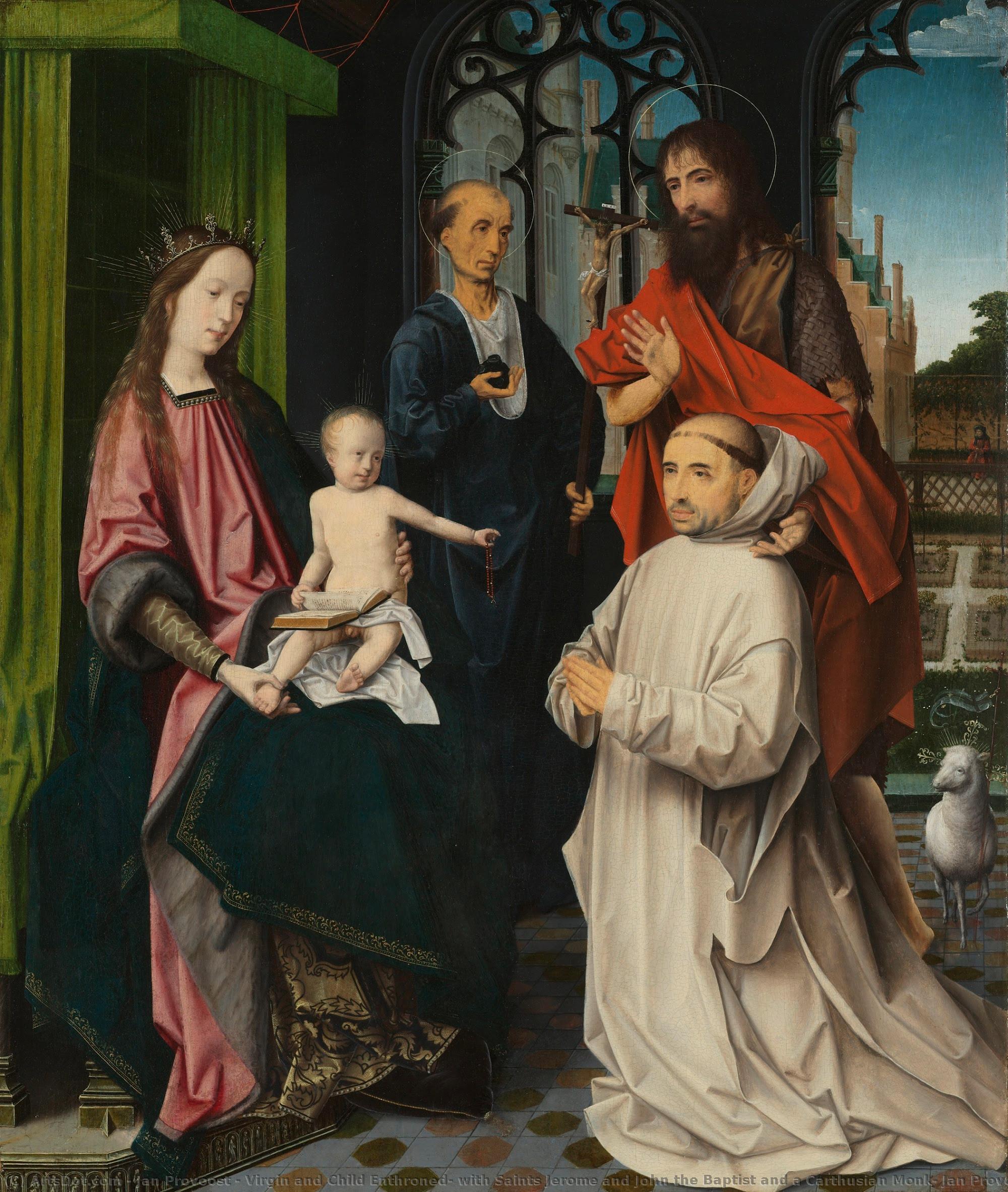 Virgin And Child Enthroned, With Saints Jerome And John The Baptist And A Carthusian Monk, Jan Provoost (attributed To), C. 1510 — Jan Provoost