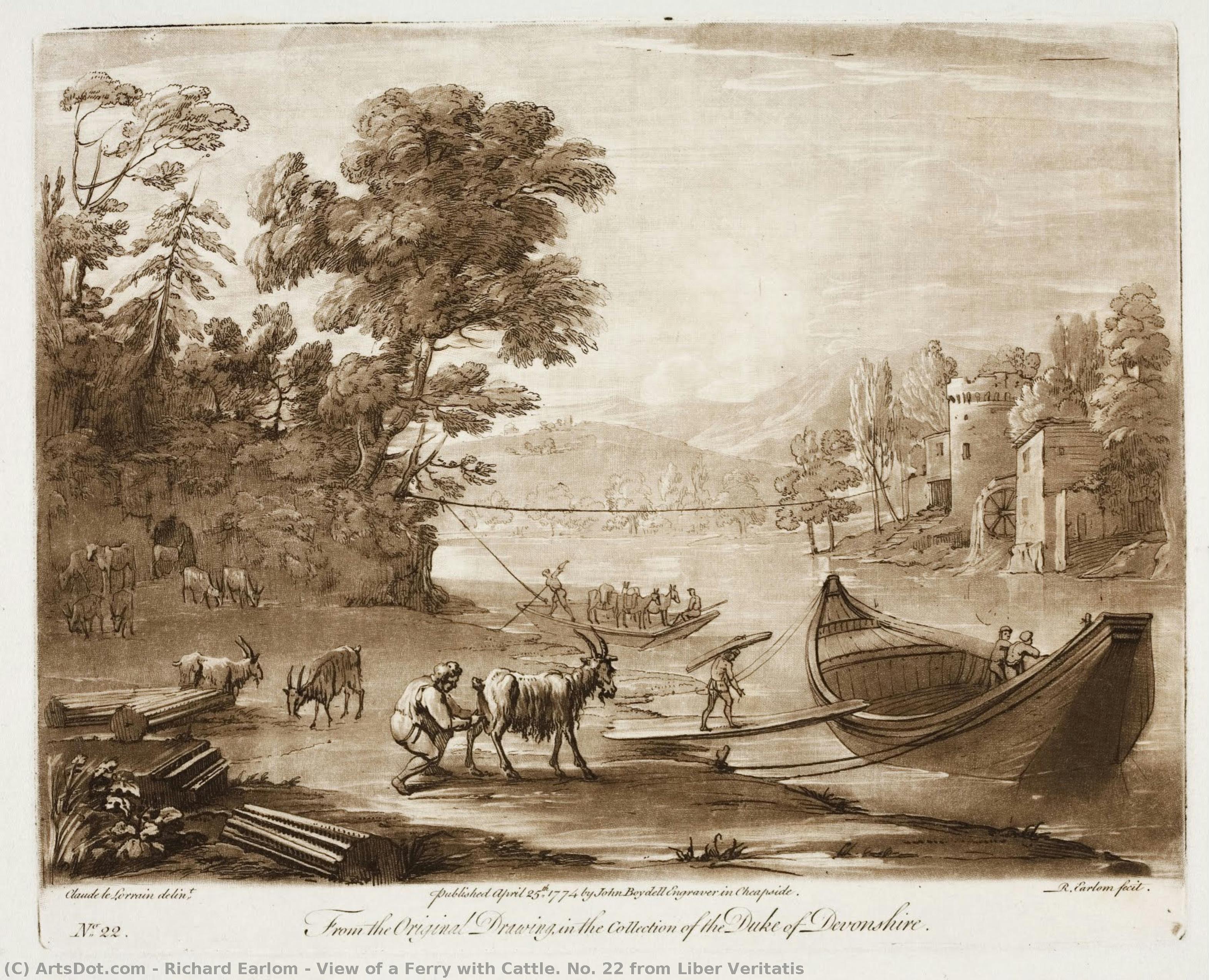 View Of A Ferry With Cattle. No. 22 From Liber Veritatis — Richard Earlom