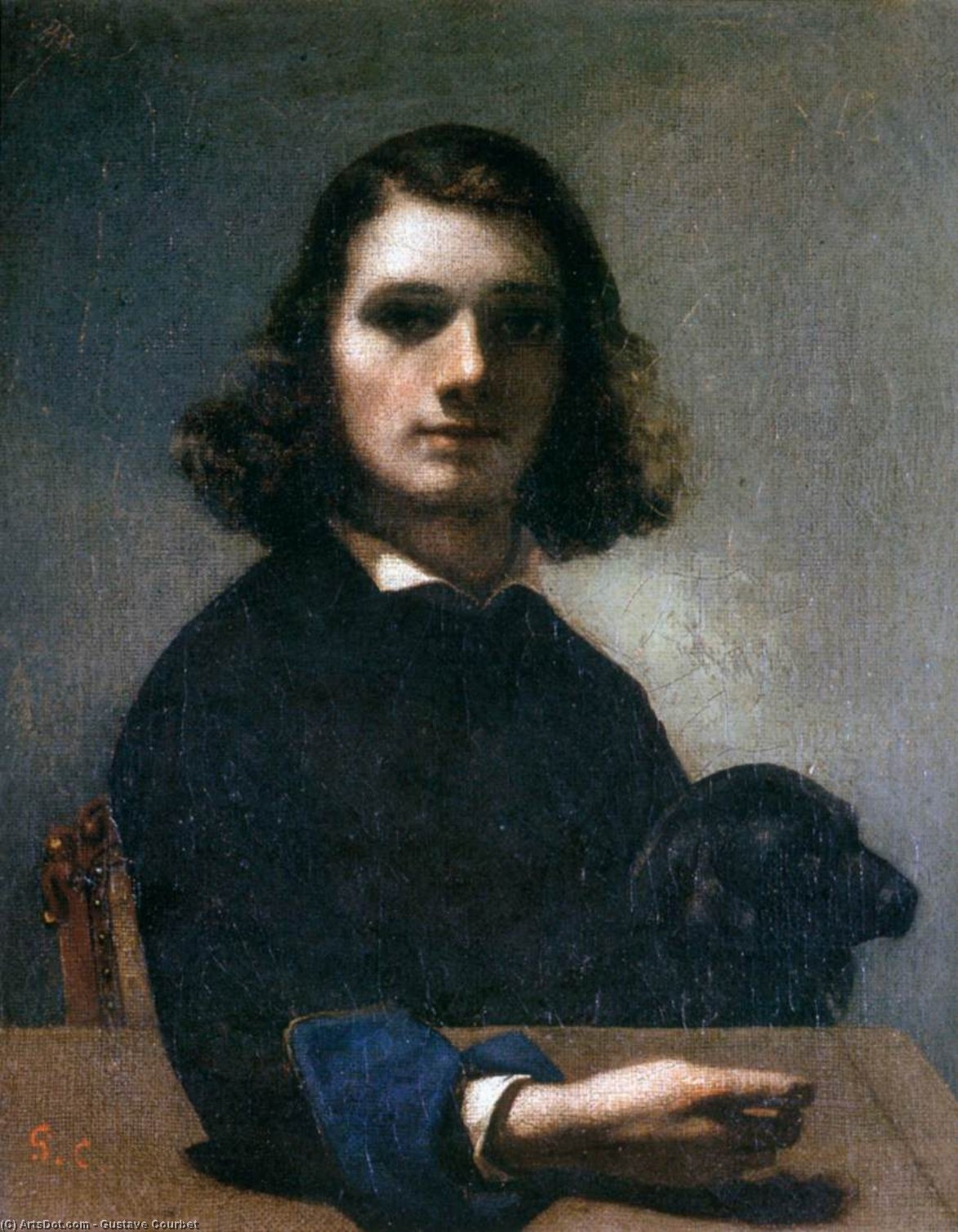 Self-portrait (courbet With Black Dog) — Gustave Courbet