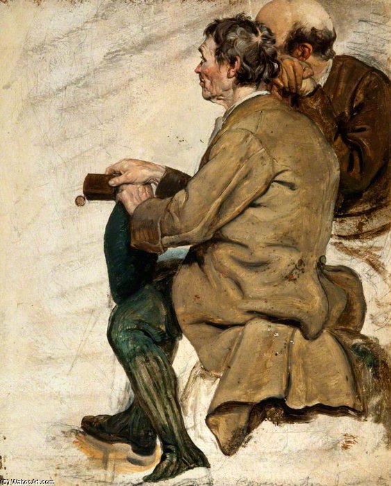 Two Seated Men (study For 'the Covenanters' Baptism') — George Harvey