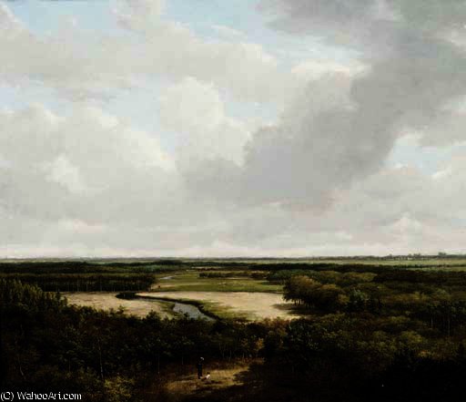 A Panoramic Wooded Landscape In Summer — Andreas Schelfhout