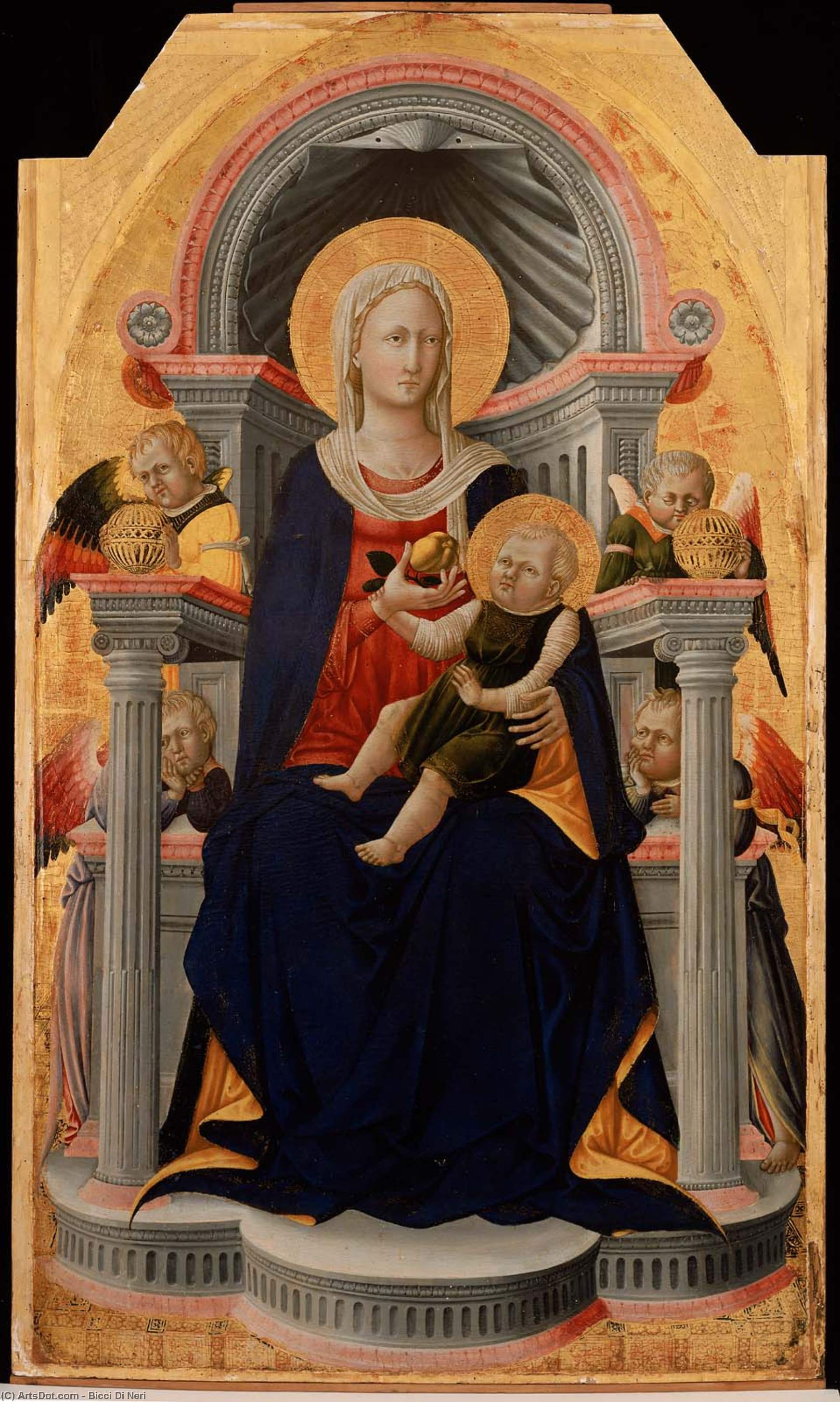 Virgin And Child Enthroned With Four Angels — Bicci Di Neri