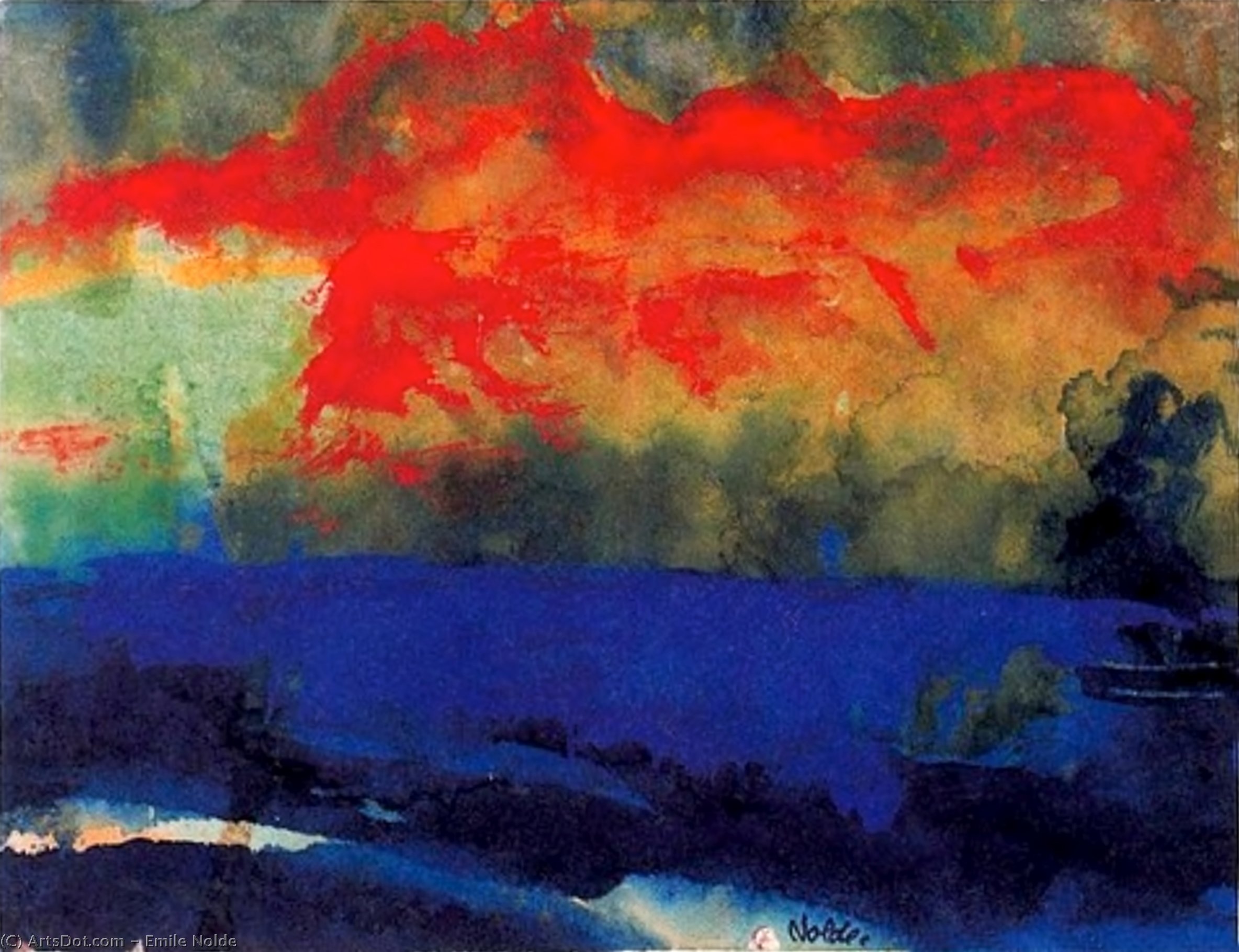 Blue Sea And Red Clouds — Emile Nolde