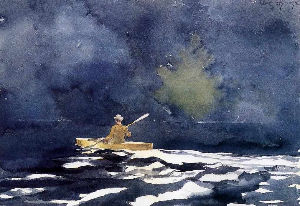 Paddling At Dusk — Winslow Homer