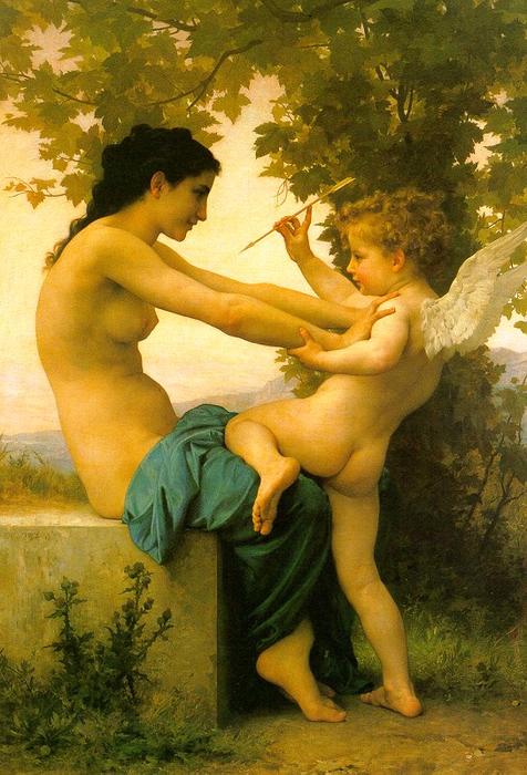 Young Girl Defending Herself Against Eros — William-adolphe Bouguereau