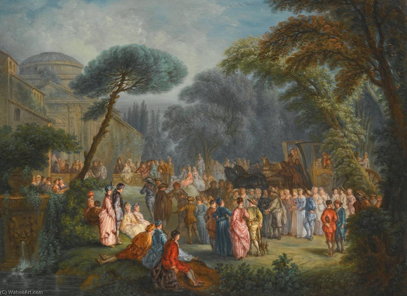 An Elegant Party In A Park — Alexandre Paul Joseph Veron