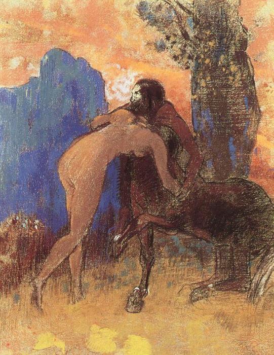 Struggle Between Woman And Centaur — Odilon Redon