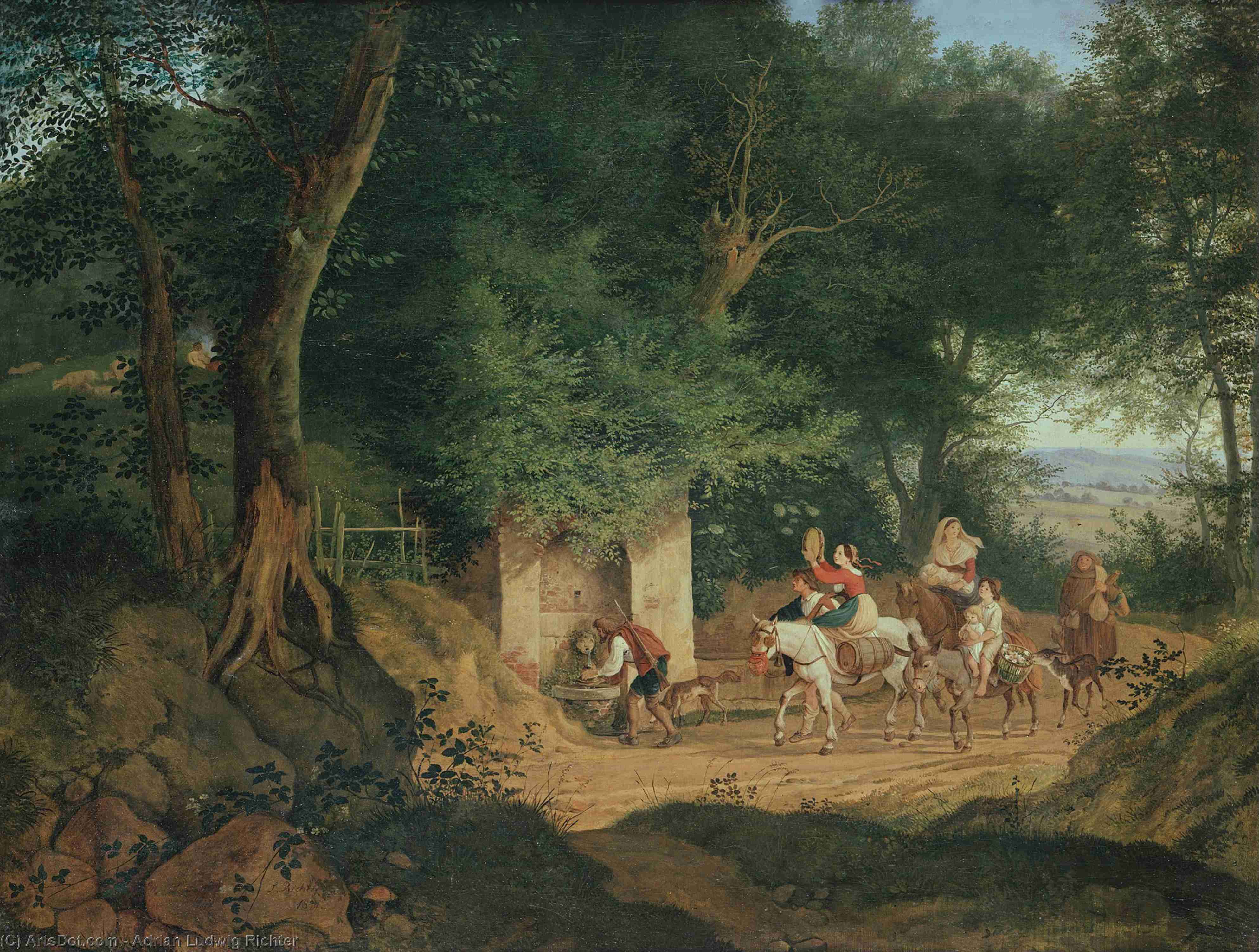The Well In The Wood At Ariccia — Adrian Ludwig Richter
