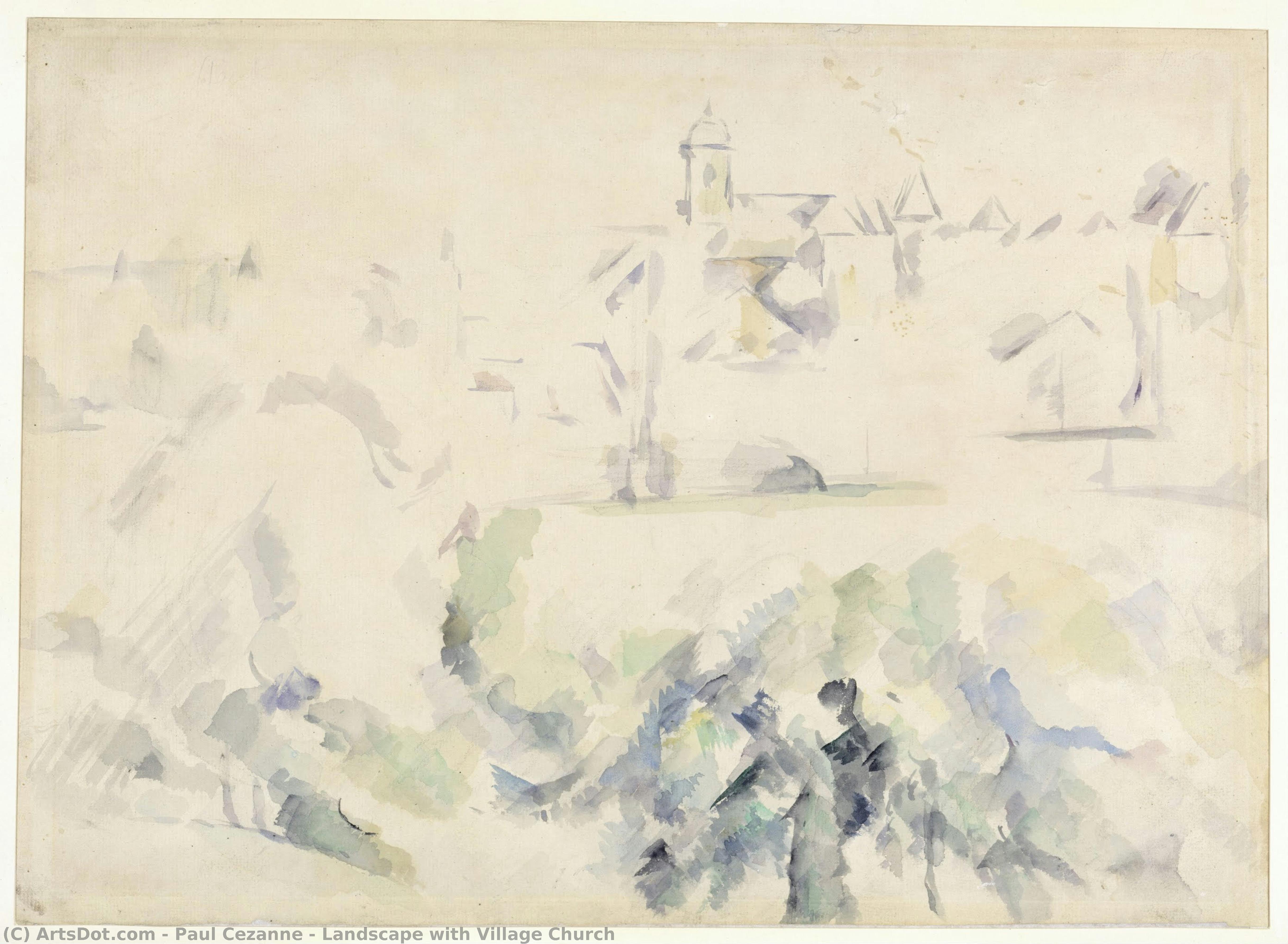 Landscape With Village Church — Paul Cézanne