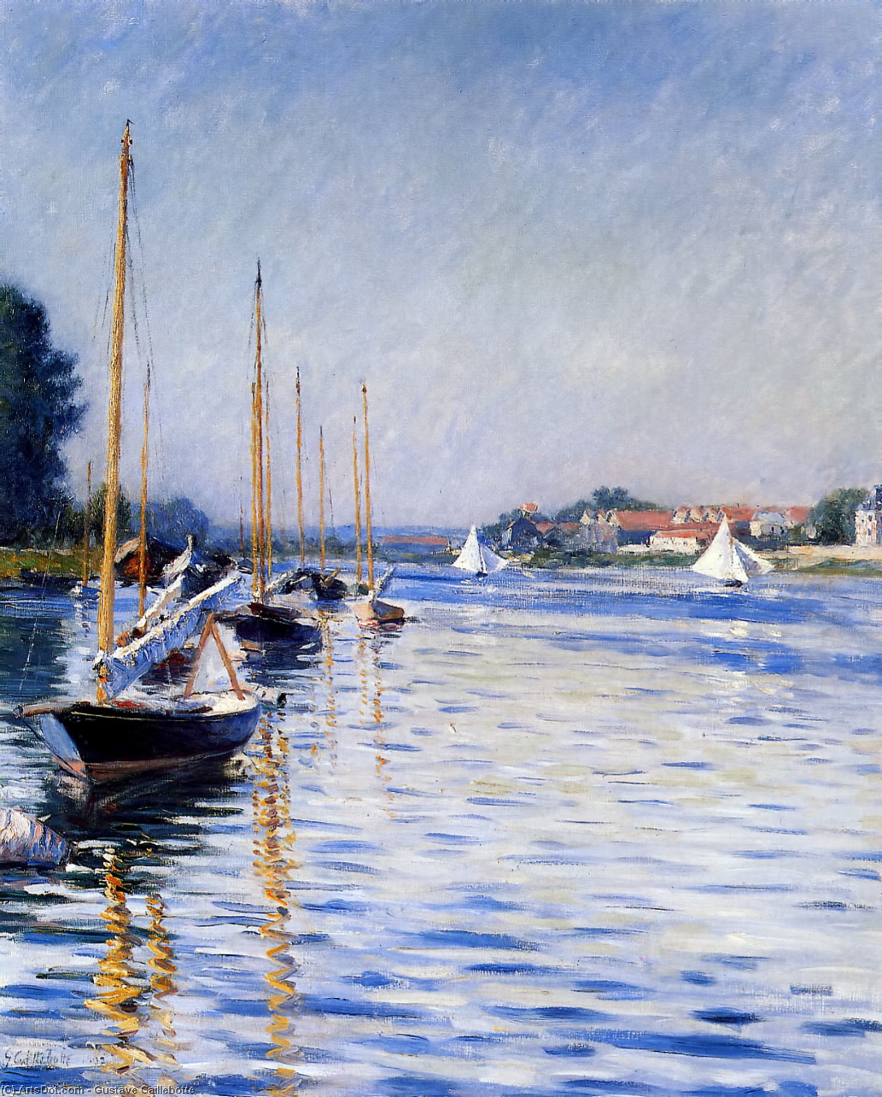 Boats On The Seine Sun — Gustave Caillebotte