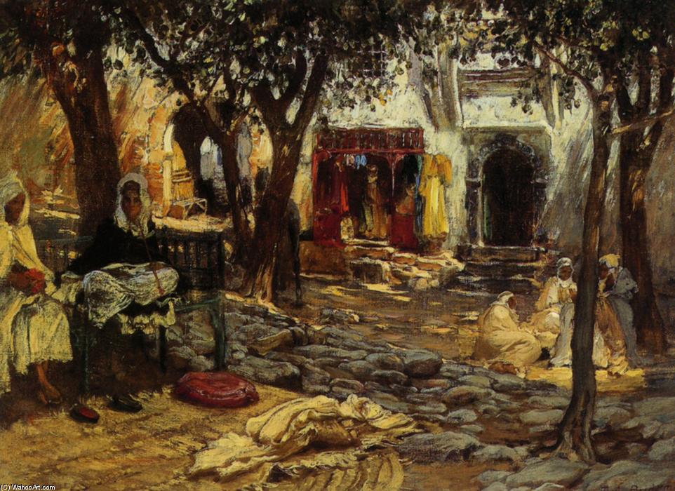 Idle Moments: An Arab Courtyard — Frederick Arthur Bridgman