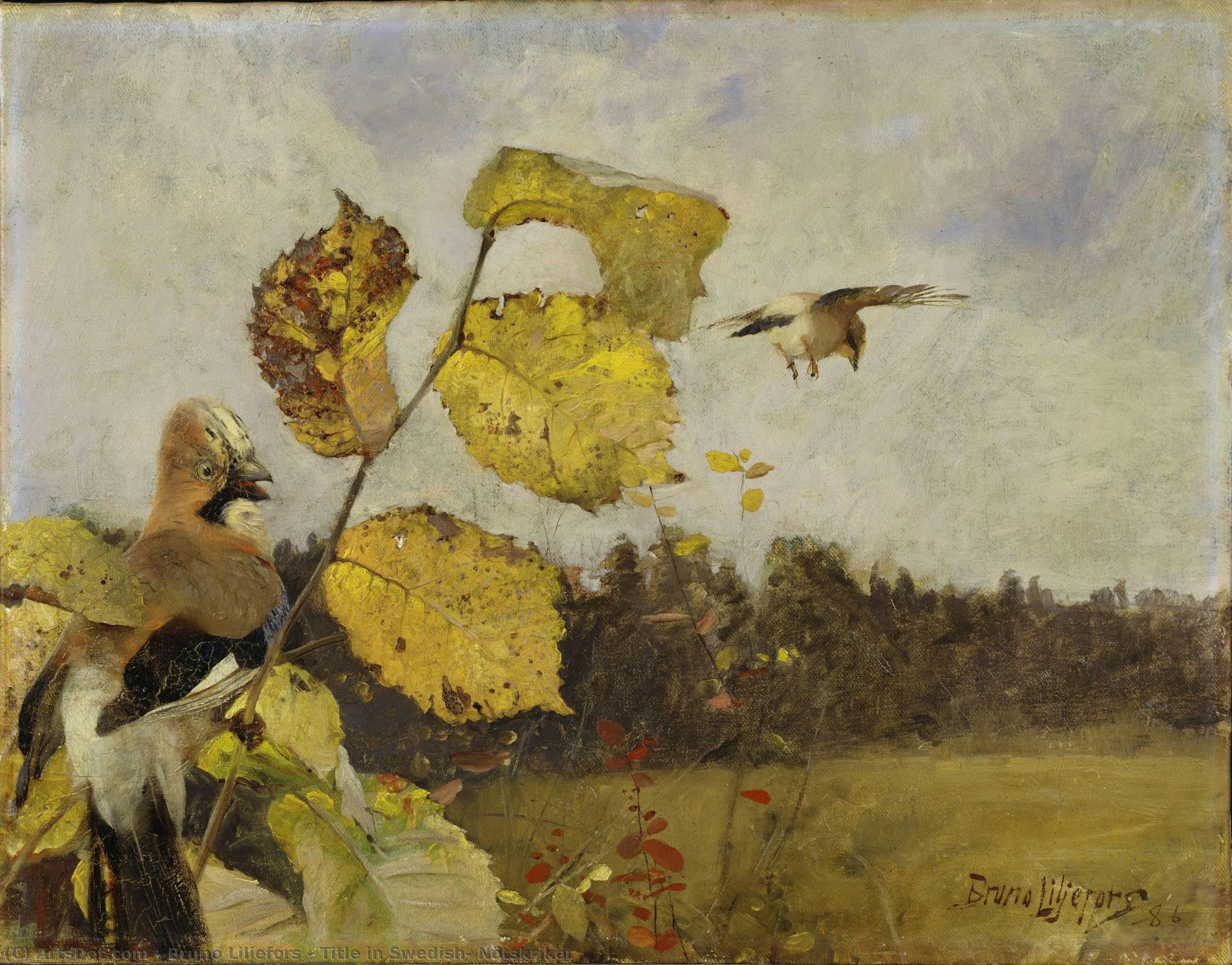 Title In Swedish: Nötskrikor — Bruno Liljefors