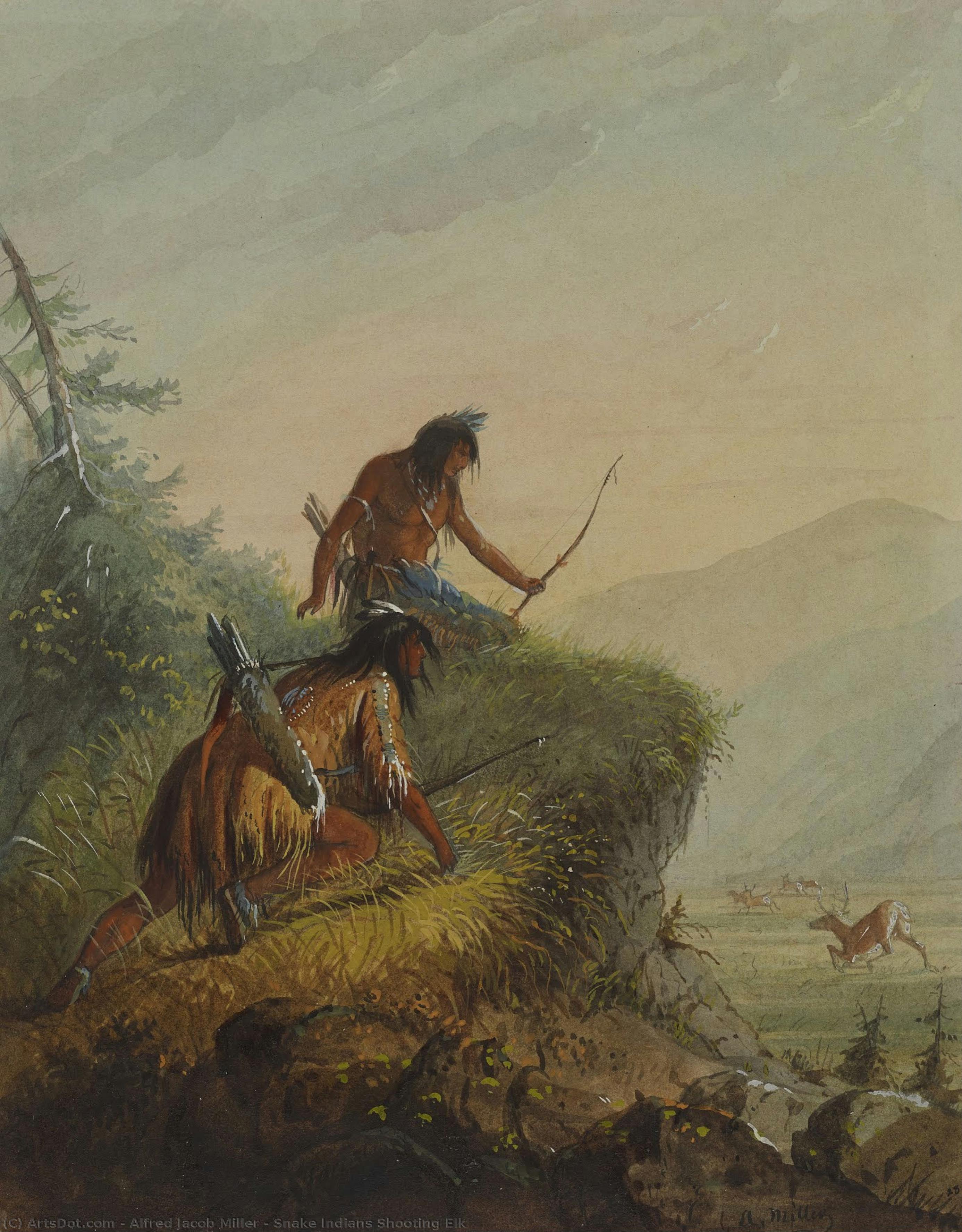 Snake Indians Shooting Elk — Alfred Jacob Miller