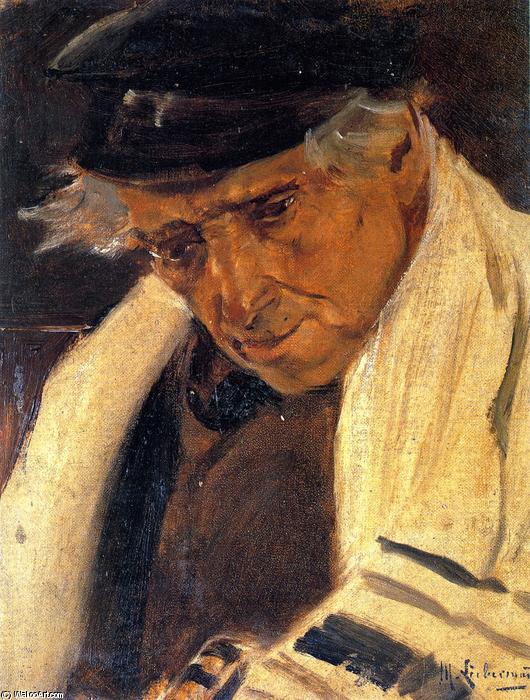 Study Head Of A Man (also Known As Sephardic Jew With A Prayer Shawl, Facing Left) — Max Liebermann
