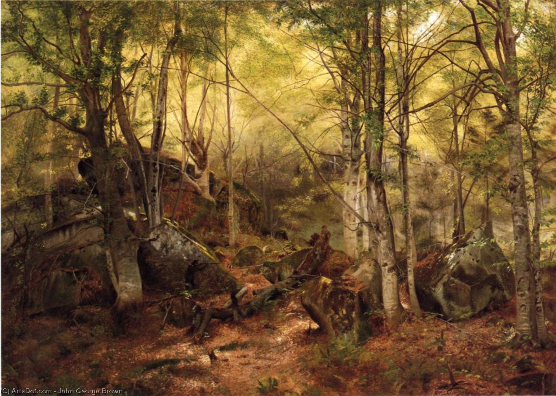 Deerhunter In The Woods — John George Brown