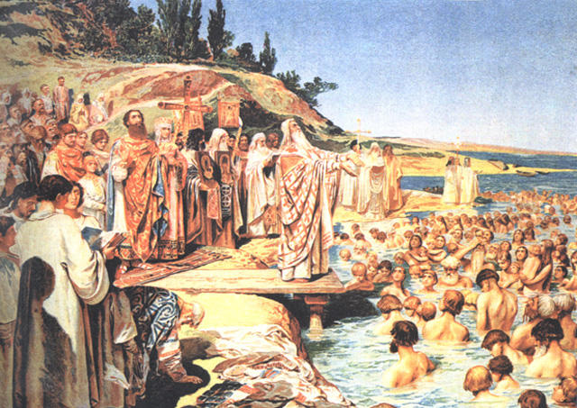The Baptism Of Kievans — Klavdi Vasilievich Lebedev
