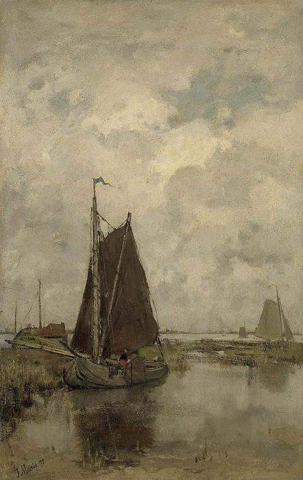 Gray Day With Ships — Jacob Henricus Maris