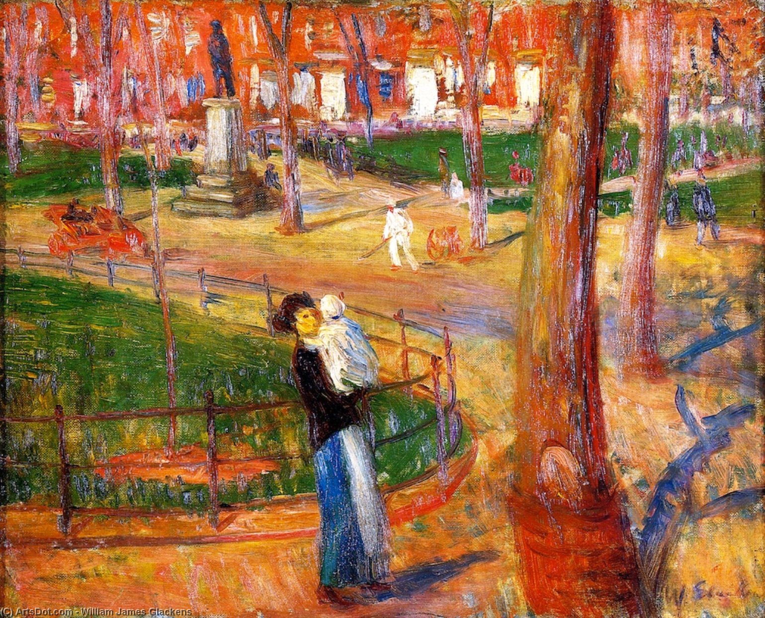 Mother And Baby, Washington Square — William James Glackens