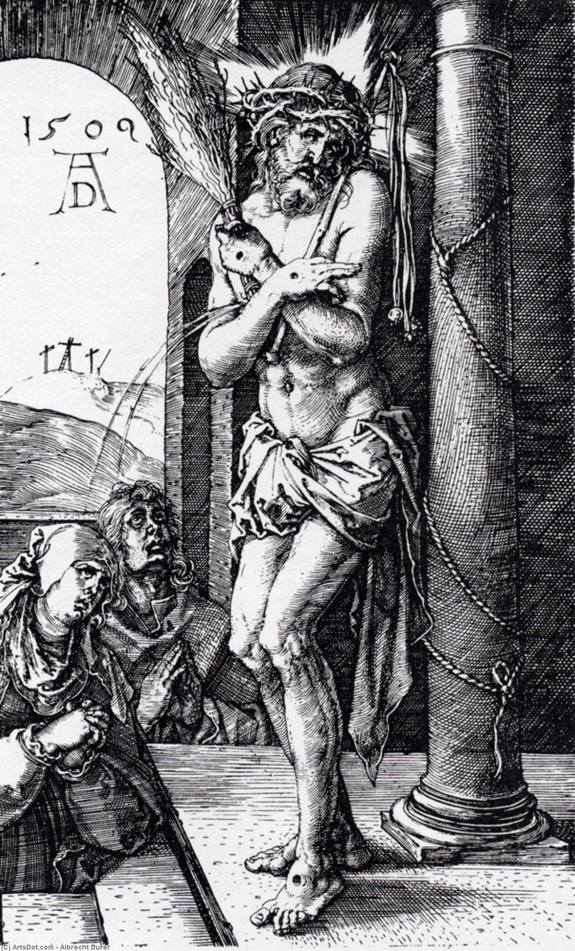 Man Of Sorrows By The Column (engraved Passion) — Albrecht Dürer