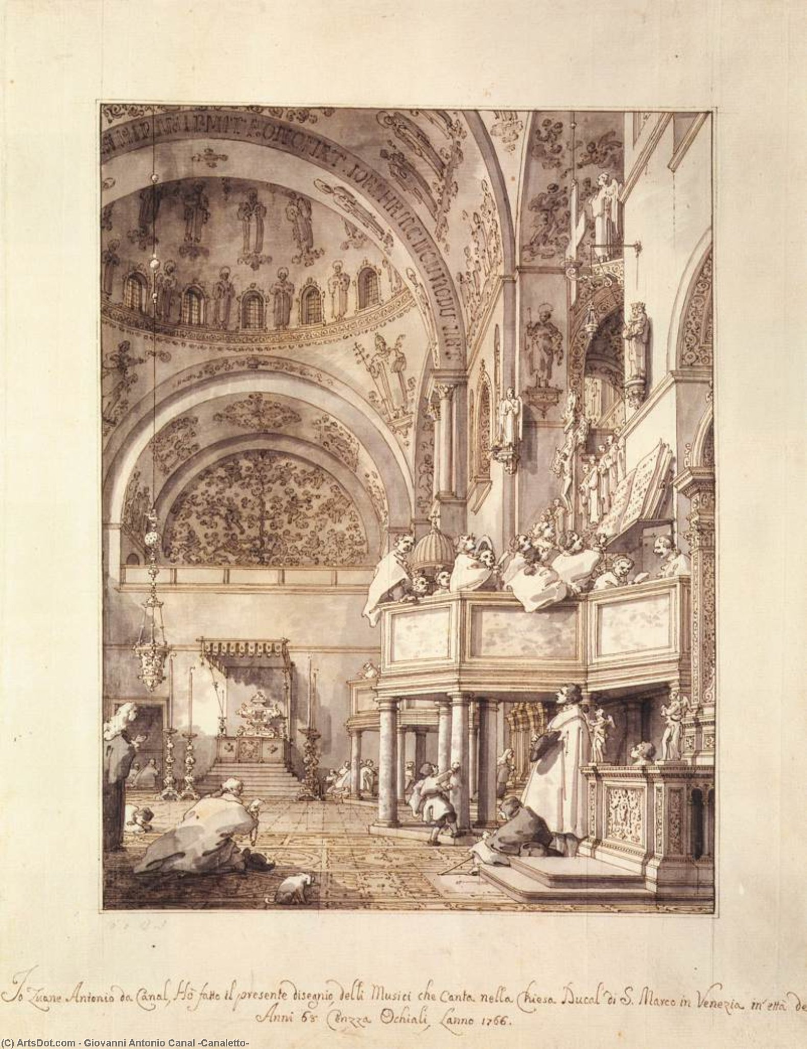 San Marco: The Crossing And North Transept, With Musicians Singing — Canaletto