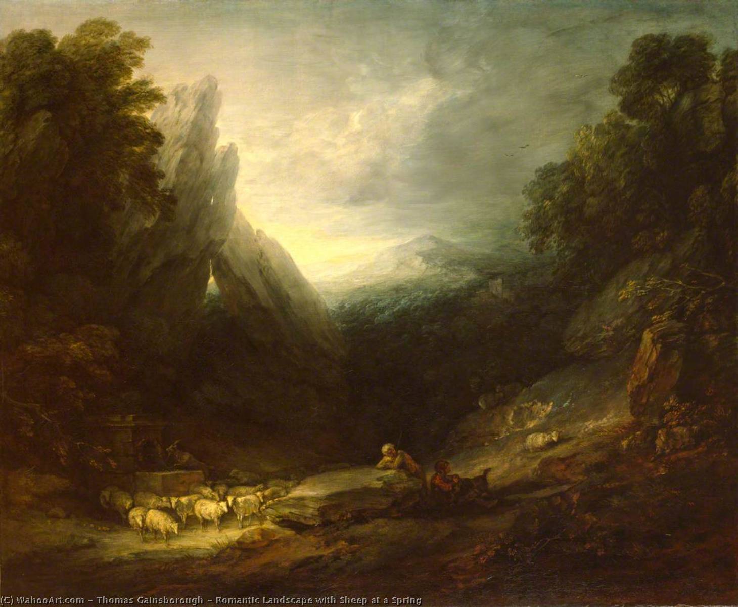 Romantic Landscape With Sheep At A Spring — Thomas Gainsborough