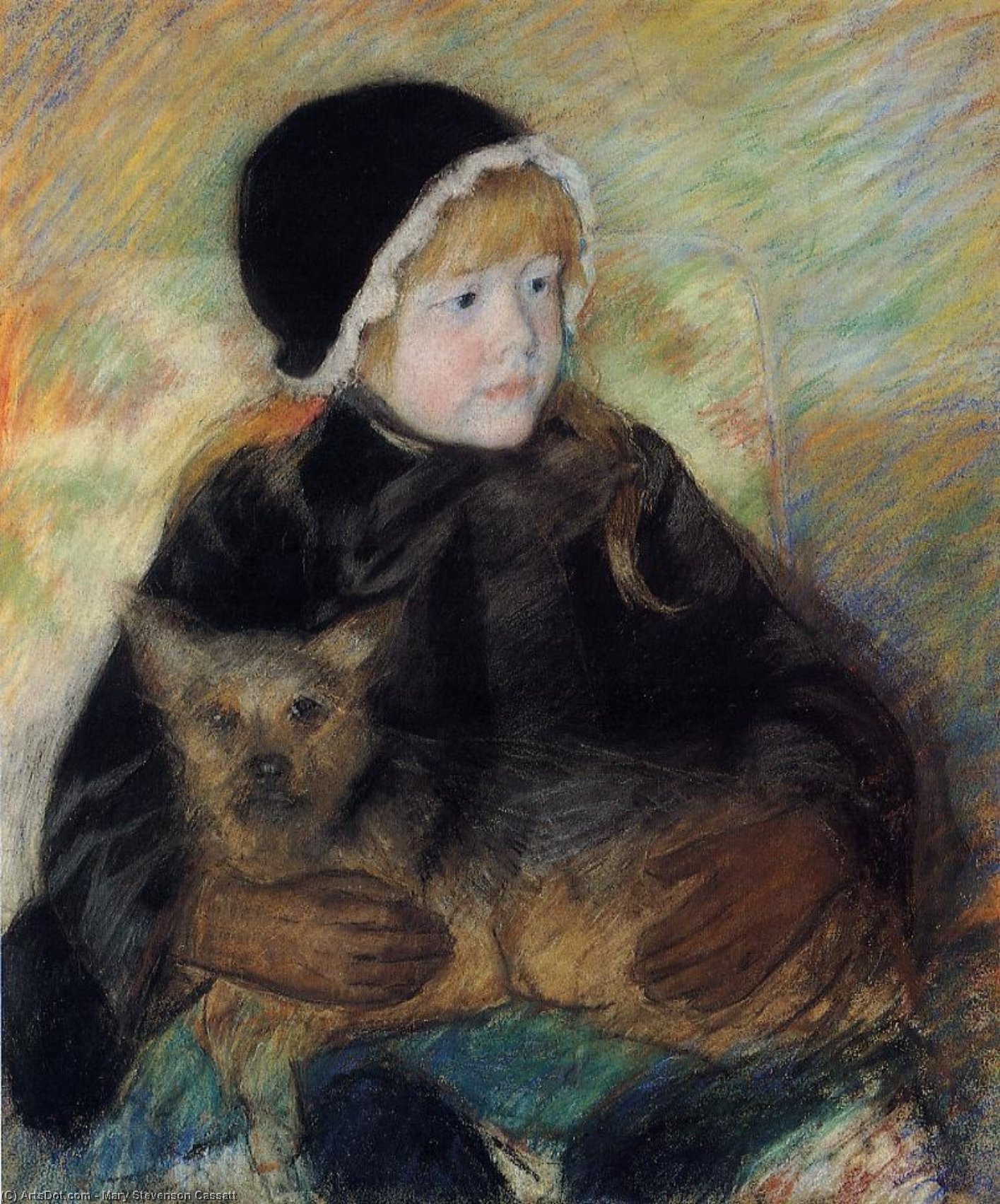 Elsie Cassatt Holding A Big Dog — Mary Stevenson Cassatt