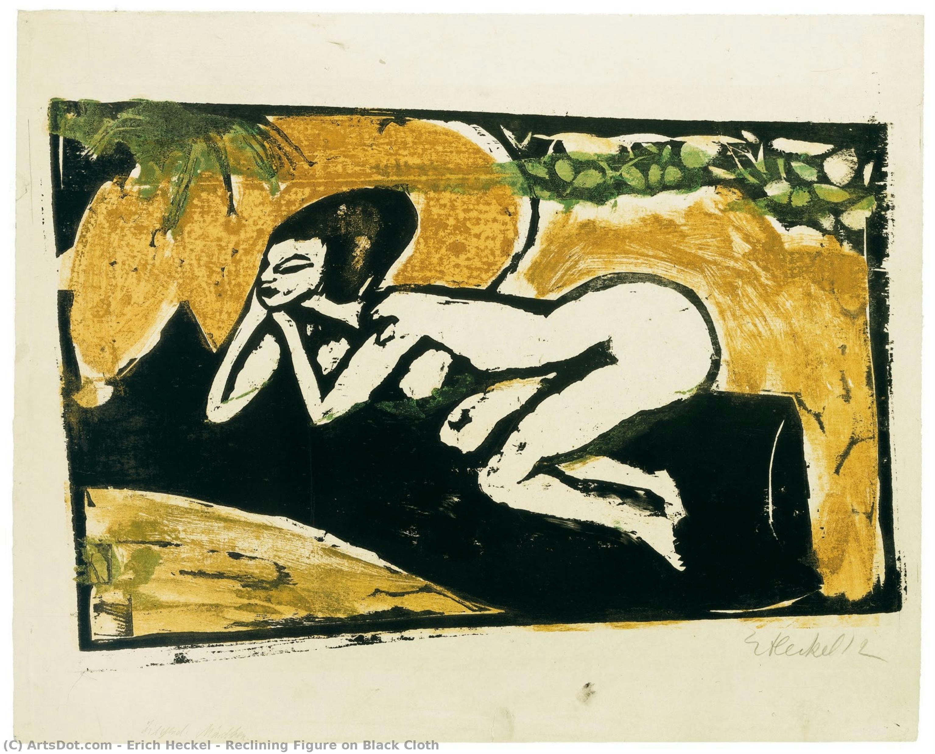 Reclining Figure On Black Cloth — Erich Heckel