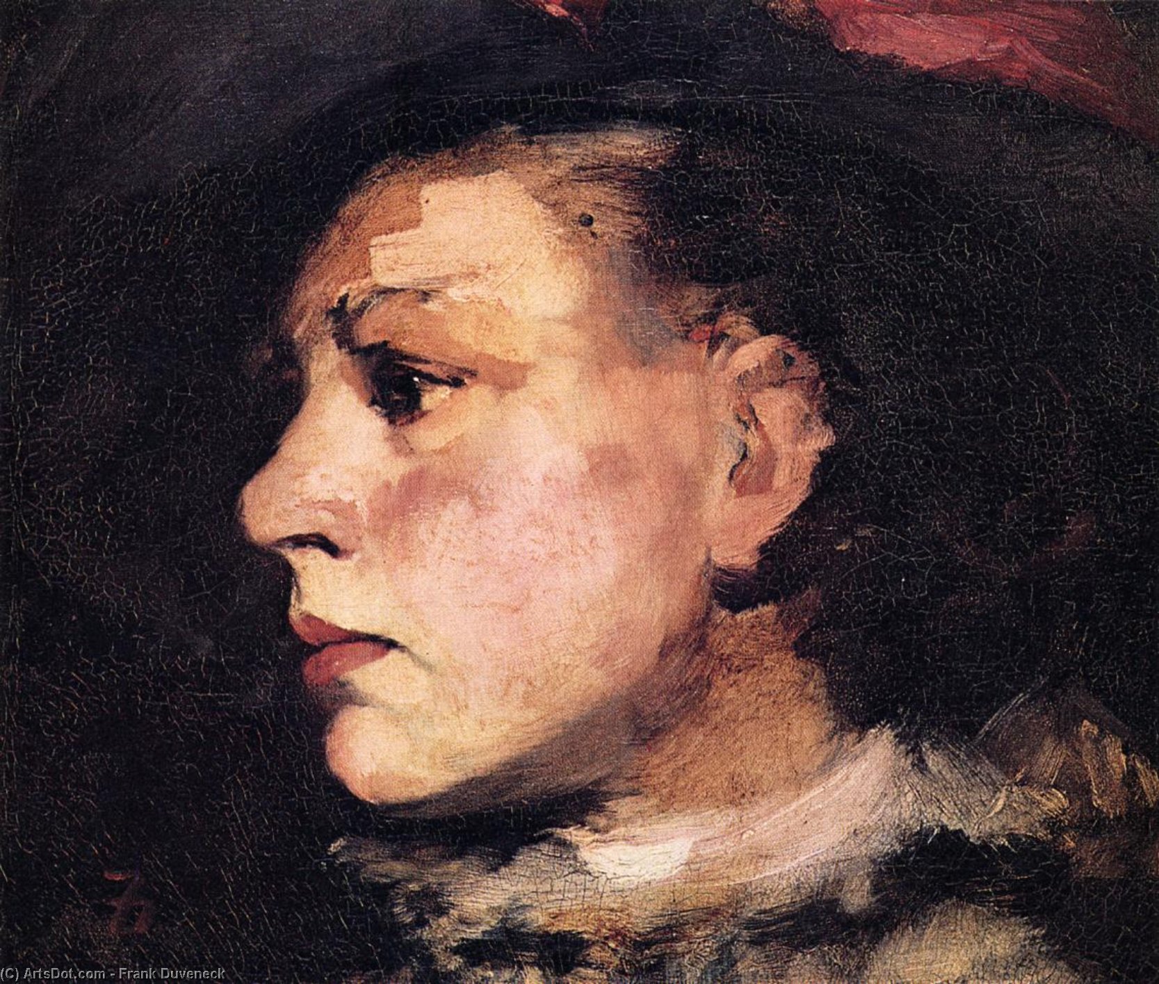 Profile Of Girl With Hat — Frank Duveneck