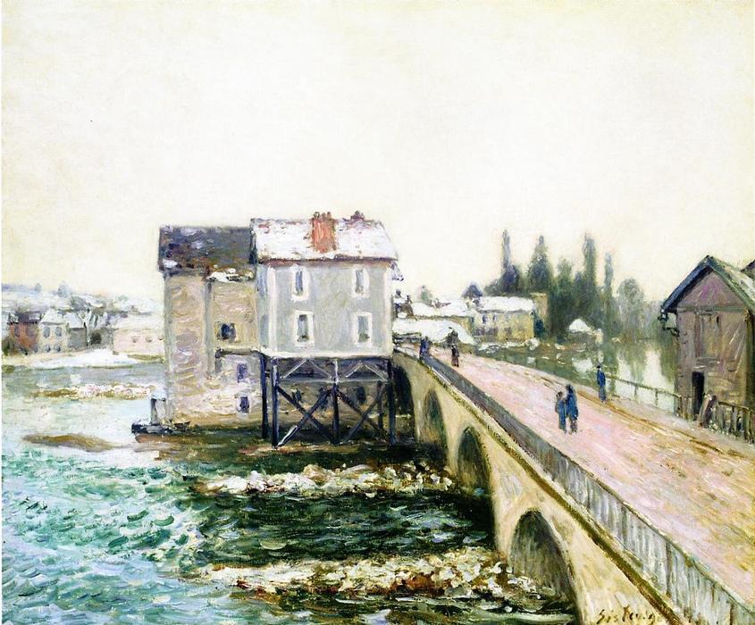 The Bridge And Mills Of Moret, Winter S Effect — Alfred Sisley