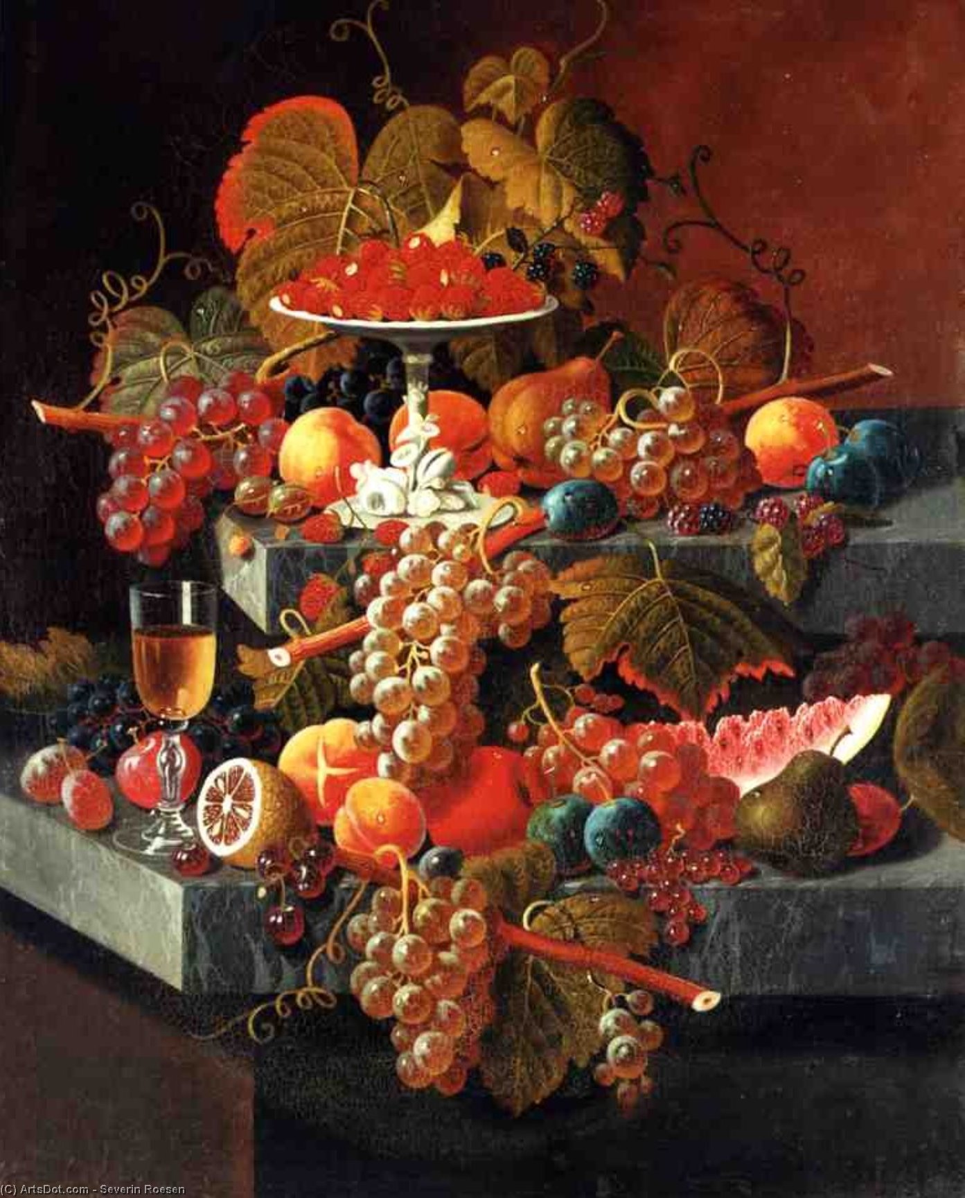 Fruit Composition With Tazza Of Strawberries — Severin Roesen